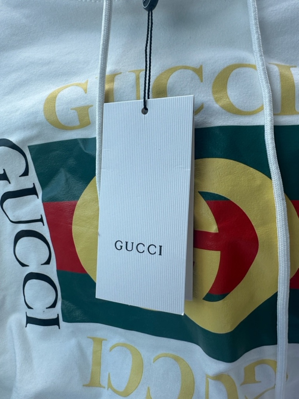 Gucci White Hoodie with Green, Red & Yellow Logo - Picture 5 of 5